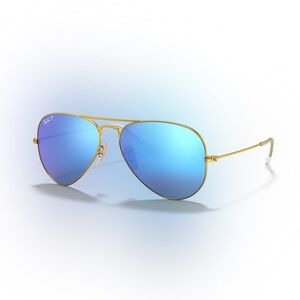 Ray-Ban Aviator Sunglasses with Gold Frame and Blue Lenses
